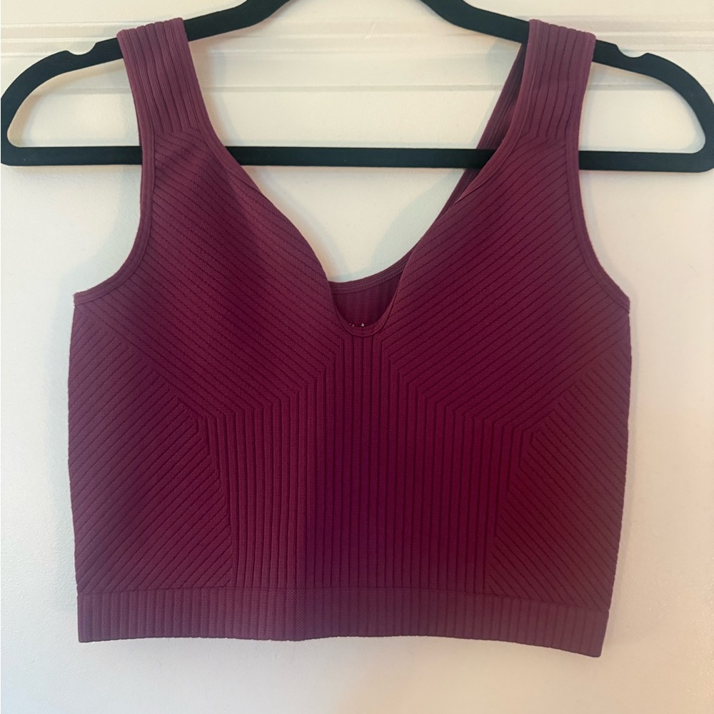 Women's Ribbed Burgundy Crop Top